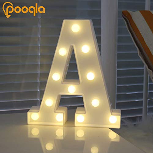 Pooqla LED Marquee Letter Lights Sign, Light Up Alphabet Letter for Home Party Wedding Decoration A