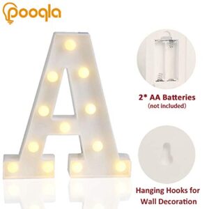 Pooqla LED Marquee Letter Lights Sign, Light Up Alphabet Letter for Home Party Wedding Decoration A