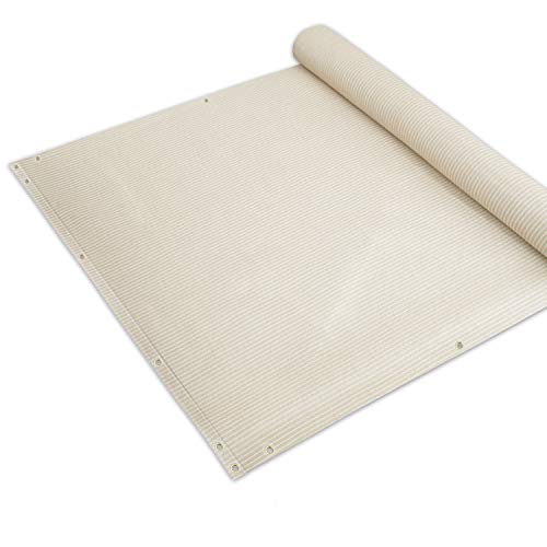 E&K Sunrise 3' x 12' Balcony Privacy Fence Screen Cover with Zip Ties Outdoor Screen Fence UV Protection for Deck Patio Backyard Apartment Pool Porch (Beige)