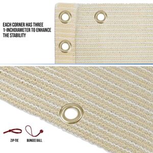 E&K Sunrise 3' x 12' Balcony Privacy Fence Screen Cover with Zip Ties Outdoor Screen Fence UV Protection for Deck Patio Backyard Apartment Pool Porch (Beige)