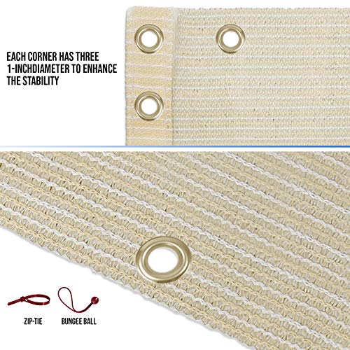 E&K Sunrise 3' x 12' Balcony Privacy Fence Screen Cover with Zip Ties Outdoor Screen Fence UV Protection for Deck Patio Backyard Apartment Pool Porch (Beige)