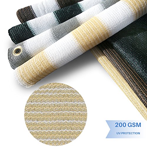 E&K Sunrise 3' x 12' Balcony Privacy Fence Screen Cover with Zip Ties Outdoor Screen Fence UV Protection for Deck Patio Backyard Apartment Pool Porch (Beige)