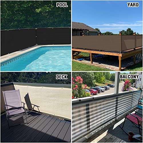 E&K Sunrise 3' x 12' Balcony Privacy Fence Screen Cover with Zip Ties Outdoor Screen Fence UV Protection for Deck Patio Backyard Apartment Pool Porch (Beige)