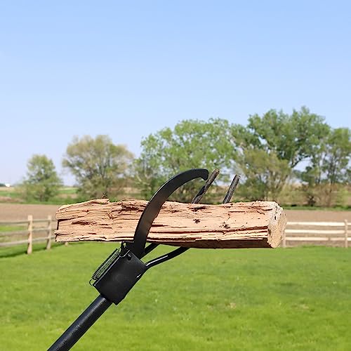 Redneck Convent Heavy-Duty Log Grabber Fire Tongs Poker Tool with Spring Handle and 3 Prong, 36in – Place Wood on Campfire Fireplace