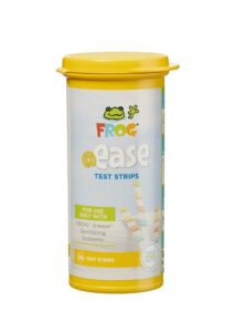frog @ease test strips for hot tubs for use only with frog @ease in-line and floating sanitizing systems for spas up to 600 gallons, measures low levels of chlorine, quick and easy test strips