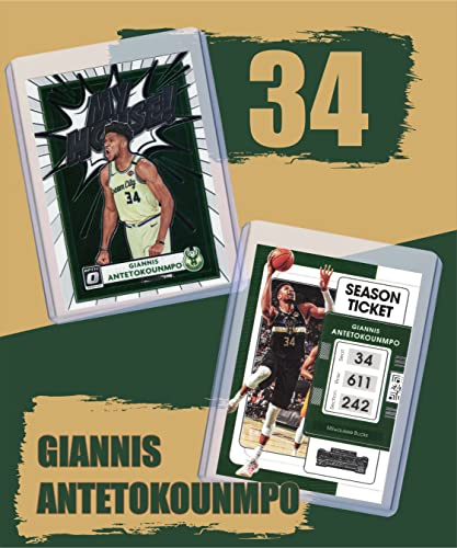 Giannis Antetokounmpo Basketball Cards Assorted (5) Gift Bundle - Milwaukee Bucks Trading Cards