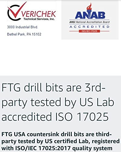 FTG USA Countersink Drill Bit Set 3 Pc #8 (11/64") Wood Countersink Drill Bit Pack Same Size Set Countersink HSS M2 Tapered Countersink Bit, with 1 Hex Wrench, Woodworking Countersink Drill Bits