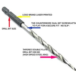 FTG USA Countersink Drill Bit Set 3 Pc #8 (11/64") Wood Countersink Drill Bit Pack Same Size Set Countersink HSS M2 Tapered Countersink Bit, with 1 Hex Wrench, Woodworking Countersink Drill Bits