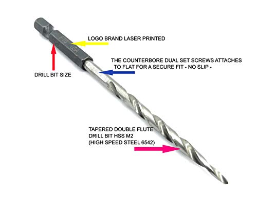 FTG USA Countersink Drill Bit Set 3 Pc #8 (11/64") Wood Countersink Drill Bit Pack Same Size Set Countersink HSS M2 Tapered Countersink Bit, with 1 Hex Wrench, Woodworking Countersink Drill Bits