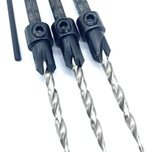 FTG USA Countersink Drill Bit Set 3 Pc #8 (11/64") Wood Countersink Drill Bit Pack Same Size Set Countersink HSS M2 Tapered Countersink Bit, with 1 Hex Wrench, Woodworking Countersink Drill Bits