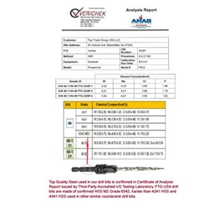 FTG USA Countersink Drill Bit Set 3 Pc #8 (11/64") Wood Countersink Drill Bit Pack Same Size Set Countersink HSS M2 Tapered Countersink Bit, with 1 Hex Wrench, Woodworking Countersink Drill Bits