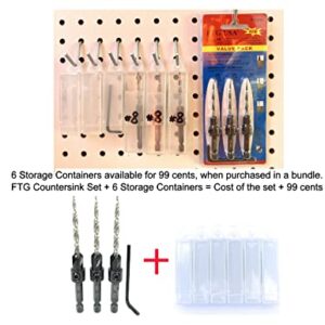 FTG USA Countersink Drill Bit Set 3 Pc #8 (11/64") Wood Countersink Drill Bit Pack Same Size Set Countersink HSS M2 Tapered Countersink Bit, with 1 Hex Wrench, Woodworking Countersink Drill Bits