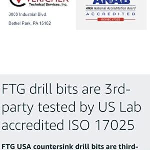 FTG USA Countersink Drill Bit Set 3 Pc #6 (9/64") Wood Countersink Drill Bit Pack Same Size Set Countersink HSS M2 Tapered Countersink Bit, with 1 Hex Wrench, Woodworking Countersink Drill Bits