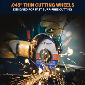 LotFancy Cut Off Wheels, 4 inch, Pack of 10, Angle Grinder Cutting Disc, Metal and Stainless Steel Cutting Wheels, Welding Accessories, Thin Kerf, Flat T1 Cut-Off Tool, 4 x 0.045 x 5/8”