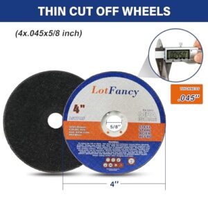LotFancy Cut Off Wheels, 4 inch, Pack of 10, Angle Grinder Cutting Disc, Metal and Stainless Steel Cutting Wheels, Welding Accessories, Thin Kerf, Flat T1 Cut-Off Tool, 4 x 0.045 x 5/8”
