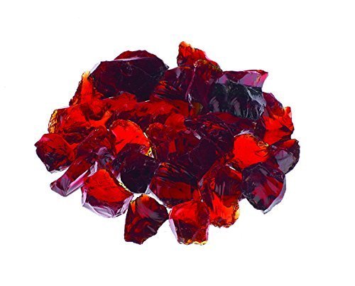 RED Premium Outdoor Fire Glass Rock (5-Pound Bag) 1/4" - 1/2" inch - Tempered Glass for use in Fire Pit, Fire Place, Fire Table Etc.