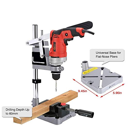Drill Stand for Hand Drill, Universal Bench Clamp Drill Press Floor Stand Workbench Repair Tool for Drilling Collet Workshop,Single Hole Aluminum Base