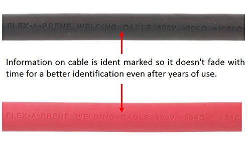 #4 Gauge AWG - Flex-A-Prene® - Welding/Battery Cable - Black & Red - 600 V - Made in USA (100 FEET OF EACH COLOR)