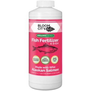 organic wild fish fertilizer and plant supplement, great for roots and soil, made from sustainable salmon, by bloom city, quart (32 oz)