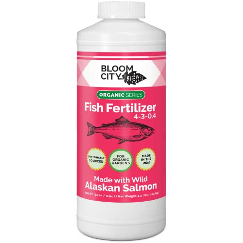 Organic Wild Fish Fertilizer and Plant Supplement, Great for Roots and Soil, Made from Sustainable Salmon, by Bloom City, Quart (32 oz)