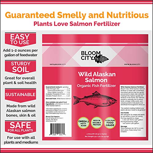 Organic Wild Fish Fertilizer and Plant Supplement, Great for Roots and Soil, Made from Sustainable Salmon, by Bloom City, Quart (32 oz)