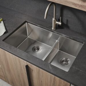 Ruvati 33-inch Low-Divide Undermount Tight Radius 60/40 Double Bowl 16 Gauge Stainless Steel Kitchen Sink - RVH7419