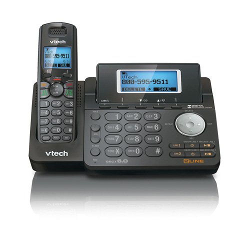 Vtech DS6151 Dect 6.0 2-Line Expandable Cordless Phone with Digital Answering System and Caller ID (Expandable Cordless Phone, Black)