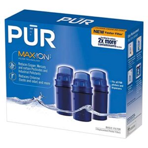 PUR Pitcher Replacement Water Filter, 3 Count (Pack of 1), Blue