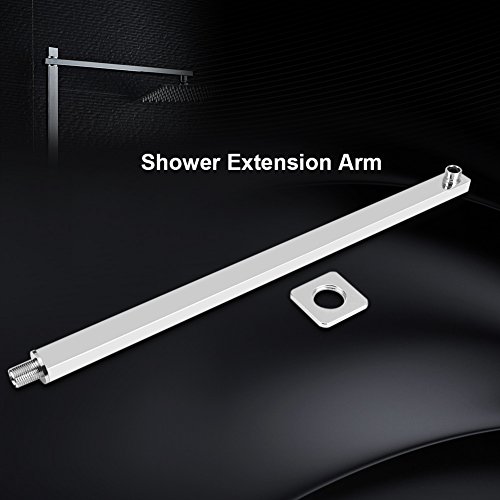 60cm/23.62 inch Shower Extension Arm Fixed Rain Shower Head Extender Arm Chrome Wall Mounted Shower Arm with Flange for Rain Shower Head