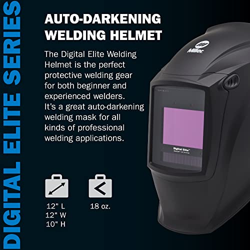 Miller 281000 Digital Elite Auto-Darkening Welding Helmet, Clearlight 2.0, Black