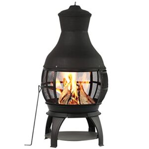 bali outdoors chimenea outdoor fireplace wooden fire pit, brown-black