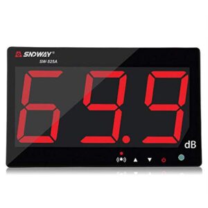 sndway sw-525a 30-130db digital sound level meter with large lcd display noise meter decibel wall mounted hanging (525a)