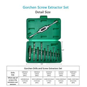 OCGIG 11 PCS Damaged Broken Screw Extractor Drill Bit Bolt Stud Remover Tool Kit Set