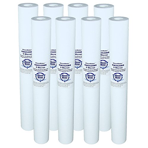 KleenWater KW2520BR Dirt Rust Sediment Water Filter, 2.5 x 20 inch Melt Blown Replacement Cartridges, 5 Micron, Set of 8