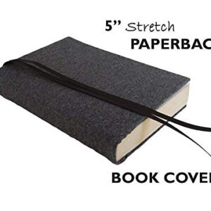 5 Inch Trade Paperback Book Cover Small Size for Adults, 5x7, DARK GREY HEATHER Stretch Fabric Book Cover for Paperback or Hardcover Book Sleeve Small Book Covers