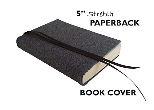 5 Inch Trade Paperback Book Cover Small Size for Adults, 5x7, DARK GREY HEATHER Stretch Fabric Book Cover for Paperback or Hardcover Book Sleeve Small Book Covers