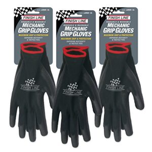 finish line mechanic grip gloves (3 pack), large