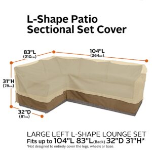 Classic Accessories 55-881-011501-RT Facing, Large Veranda Patio L-Shaped Sectional Sofa Cover, Left, Pebble, Patio Furniture Covers