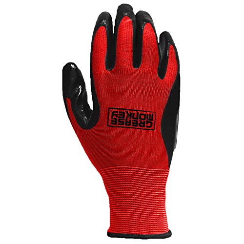 Grease Monkey General Purpose Nitrile Coated Work Gloves, Size Large, 12 Pack,Red