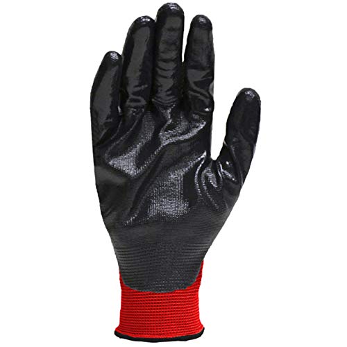 Grease Monkey General Purpose Nitrile Coated Work Gloves, Size Large, 12 Pack,Red