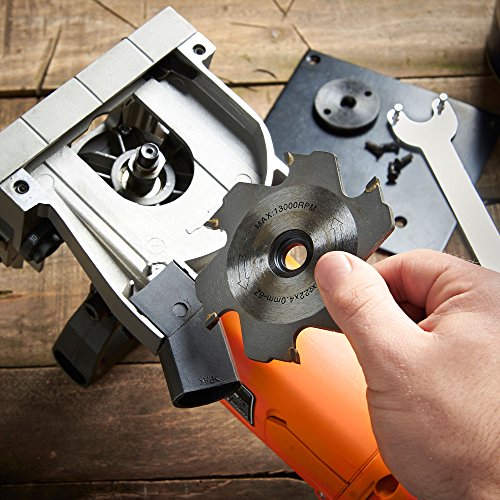 VonHaus 8.5 Amp Wood Biscuit Plate Joiner with 4" Tungsten Carbide Tipped Blade, Adjustable Angle and Dust Bag - Suitable For All Wood Types