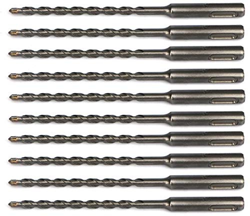 DrillForce 10pcs 3/16 inch x 6 inch SDS Plus Hammer Drill Bits, Rotary Hammer Drill Bits , Ideal for Drill Holes into Masonry, Concrete, Brick & Cinder Block.