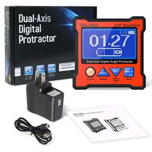 Digital Protractor DXL360S GYRO + Gravity 2 in 1 Digital LCD Protractor Inclinometer Dual Axis Level Box 0.01°Resolution