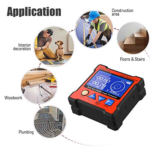 Digital Protractor DXL360S GYRO + Gravity 2 in 1 Digital LCD Protractor Inclinometer Dual Axis Level Box 0.01°Resolution