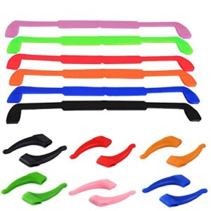 SENHAI 6 Pack Anti-Slip Silicone Glasses Straps with 6 Pairs Ear Grip Hooks, Soft Eyewear Retainer Eyeglasses Holder for Kids Adult Sports - Black, Red, Orange, Pink, Blue, Green