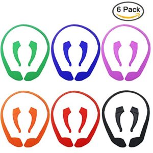 SENHAI 6 Pack Anti-Slip Silicone Glasses Straps with 6 Pairs Ear Grip Hooks, Soft Eyewear Retainer Eyeglasses Holder for Kids Adult Sports - Black, Red, Orange, Pink, Blue, Green