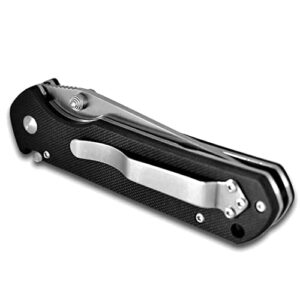 ANVIL BLADESMITHS ® - SILVERTIP - Pocket Knife, G-10 Black Handle, Straight Edge, Satin Blade