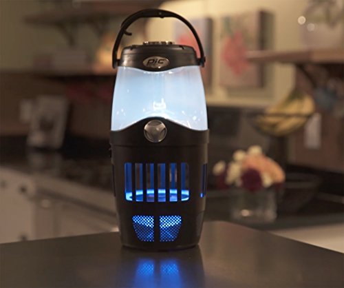 PIC Out- LAN 4-in-1 Portable Insect Trap Lantern & Bluetooth Speaker, Black