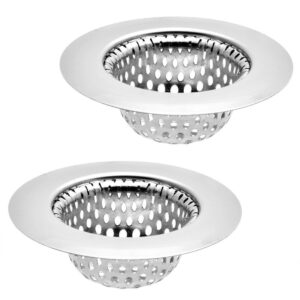 2 Pack - 2.75" Top / 1.5" Basket, Stainless Steel Slop, Utility, Kitchen and Bathroom Sink Strainer. 1/8" Holes