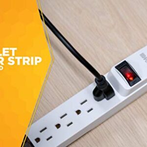 Woods 41436 Power Strip with 6 Outlets and Overload Safety Switch, 8 Foot Cord, White